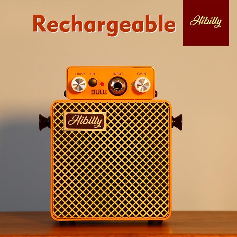 HiBilly Dull3 Full-Metal Mini Guitar Amplifier, Rechargeable 3W Pocket Micro Amp with Clean/Overdrive/Distortion Modes, 3" Speaker, 1200mAh Battery - Image 4